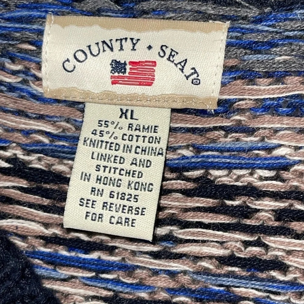 County Seat Fair Isle Oversized knitted sweater, cotton blend. Size XL GUC